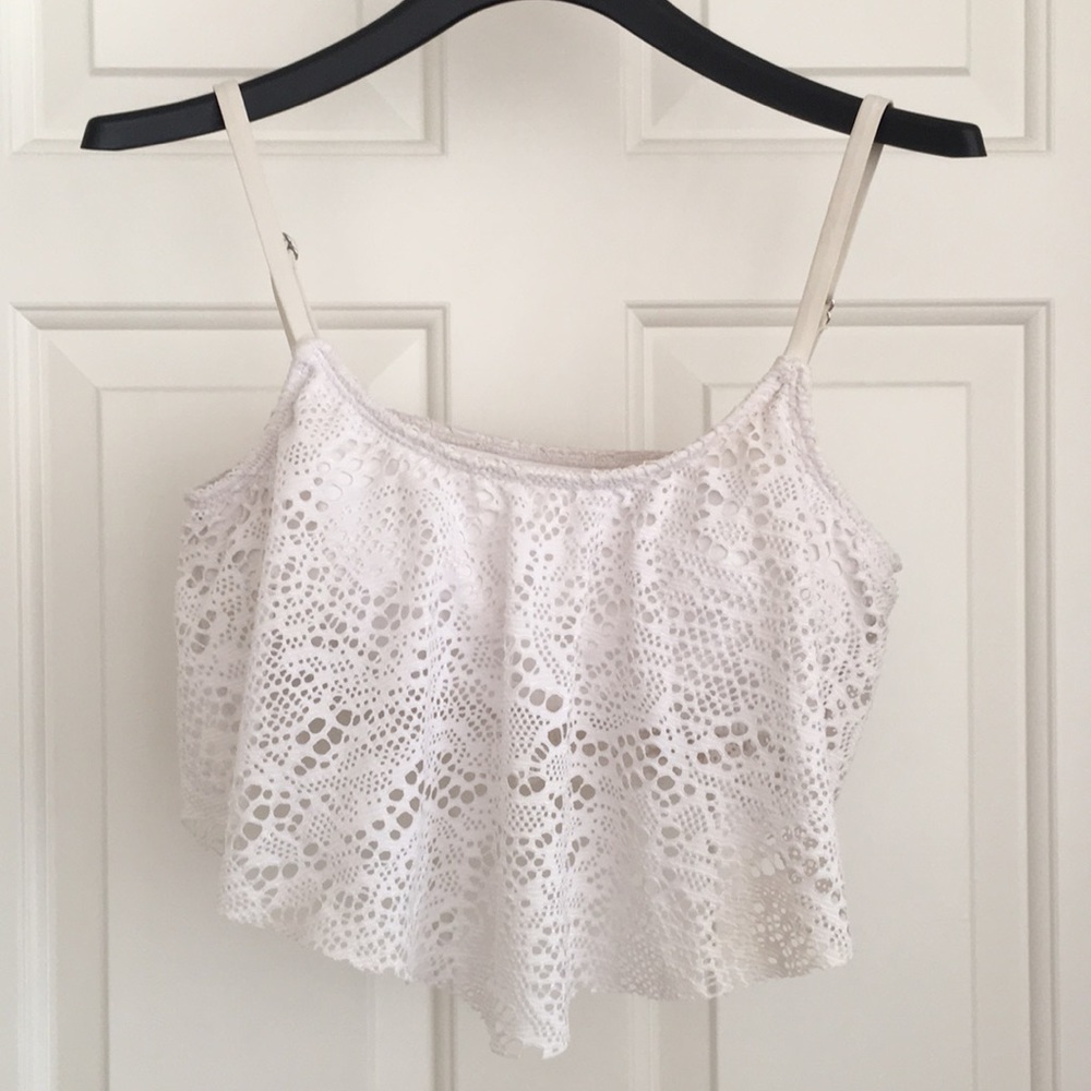 Massimo Girls Bikini Top S White Padded Adjustable Straps Eyelet Cover Frills